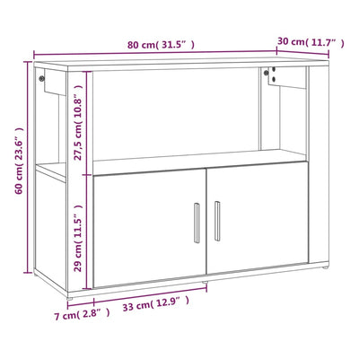 Senkki ruskea tammi 80x30x60 cm tekninen puu