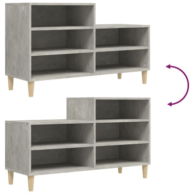 Kenkäkaappi betoninharmaa 102x36x60 cm tekninen puu