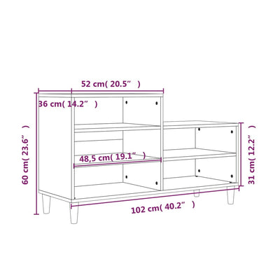 Kenkäkaappi ruskea tammi 102x36x60 cm tekninen puu