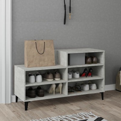 Kenkäkaappi betoninharmaa 102x36x60 cm tekninen puu