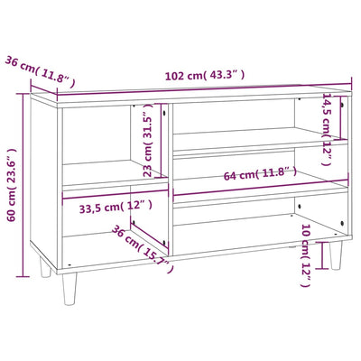 Kenkäkaappi musta 102x36x60 cm tekninen puu