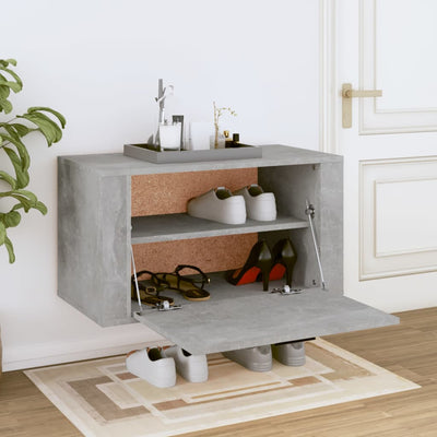 Seinäkenkäkaappi betoninharmaa 70x35x38 cm tekninen puu