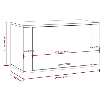 Seinäkenkäkaappi harmaa Sonoma 70x35x38 cm täysi mänty