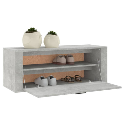 Seinäkenkäkaappi betoninharmaa 100x35x38 cm tekninen puu