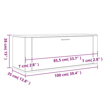 Betoninharmaa seinäkenkäkaappi Cirap 100x35x38cm (puinen)