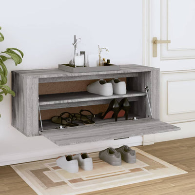 Seinäkenkäkaappi harmaa Sonoma 100x35x38 cm tekninen puu