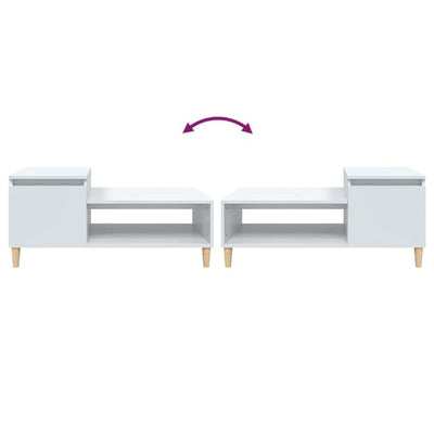 Valkoinen sohvapöytä Calistita 100x50x45cm (korkeakiilto, puinen)