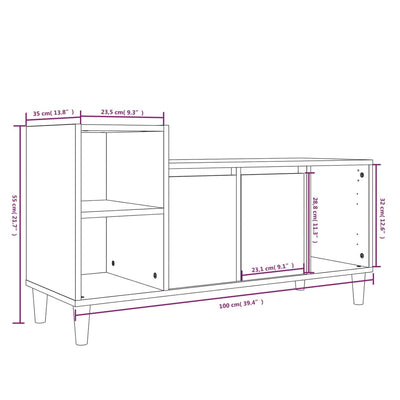TV-taso betoninharmaa 100x35x55 cm tekninen puu