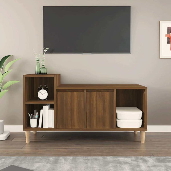 TV-taso ruskea tammi 100x35x55 cm tekninen puu