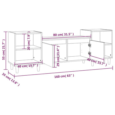 TV-taso Sonoma-tammi 160x35x55 cm tekninen puu
