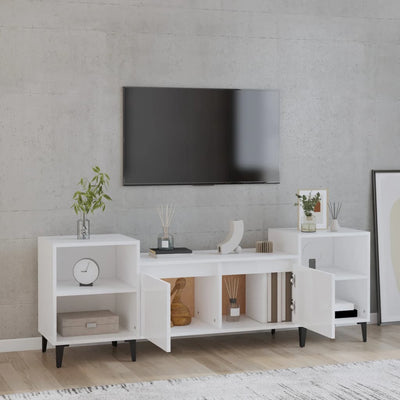 TV-taso korkeakiilto valkoinen 160x35x55 cm tekninen puu