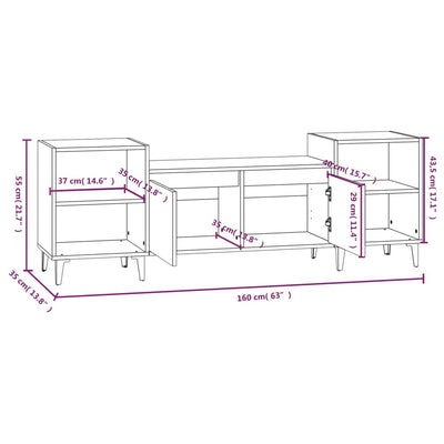 TV-taso ruskea tammi 160x35x55 cm tekninen puu