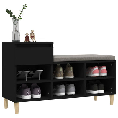 Kenkäkaappi musta 102x36x60 cm tekninen puu