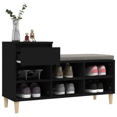 Kenkäkaappi musta 102x36x60 cm tekninen puu