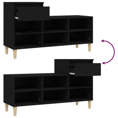 Kenkäkaappi musta 102x36x60 cm tekninen puu