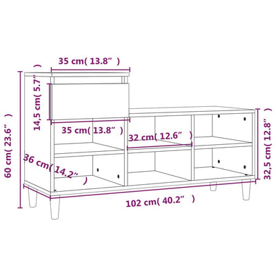 Kenkäkaappi musta 102x36x60 cm tekninen puu