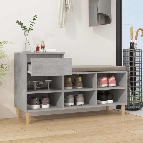 Kenkäkaappi betoninharmaa 102x36x60 cm tekninen puu