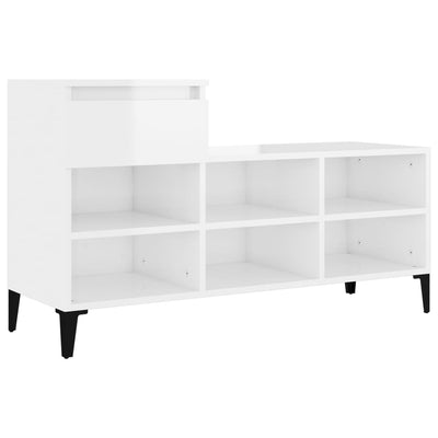 Kenkäkaappi korkeakiilto valkoinen 102x36x60 cm tekninen puu
