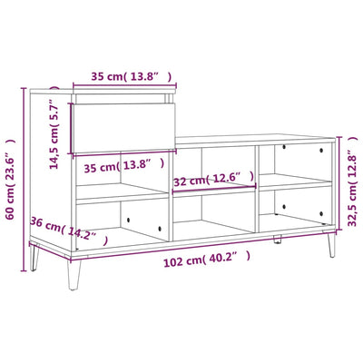 Kenkäkaappi ruskea tammi 102x36x60 cm tekninen puu