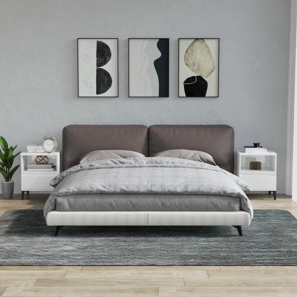 Valkoiset yöpöydät Lainici 40x35x50cm (2 kpl)