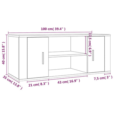 TV-taso musta 100x35x40 cm tekninen puu