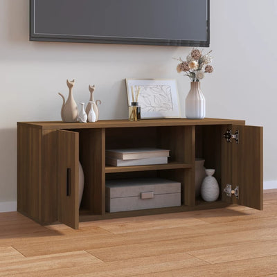 TV-taso ruskea tammi 100x35x40 cm tekninen puu