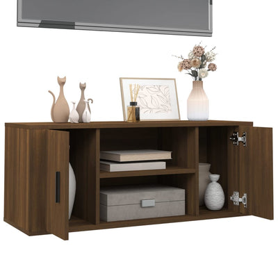 TV-taso ruskea tammi 100x35x40 cm tekninen puu