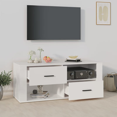 TV-taso valkoinen 100x35x40 cm tekninen puu