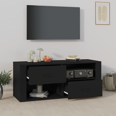 TV-taso musta 100x35x40 cm tekninen puu