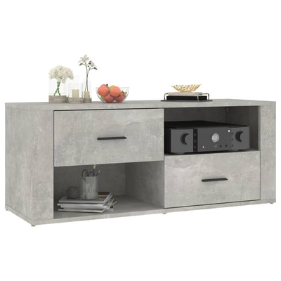 TV-taso betoninharmaa 100x35x40 cm tekninen puu