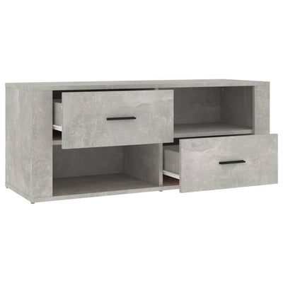 TV-taso betoninharmaa 100x35x40 cm tekninen puu