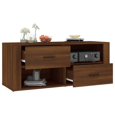 TV-taso ruskea tammi 100x35x40 cm tekninen puu