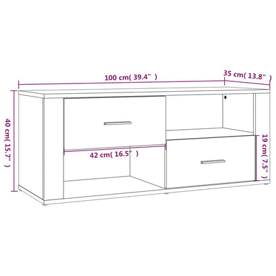 TV-taso ruskea tammi 100x35x40 cm tekninen puu