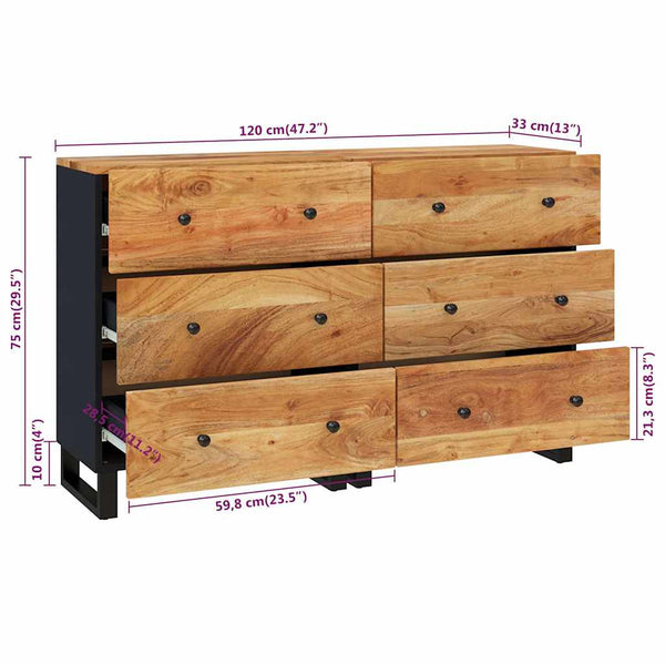 Senkit 2 kpl 60x33x75 cm täysi akaasiapuu