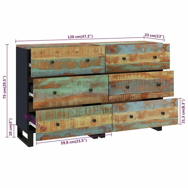 Senkit 2 kpl 60x33x75 cm kierrätetty täyspuu