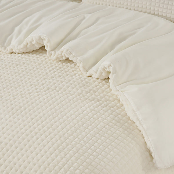 Beige Teddy Pussilakanasetti 140 x 200/220