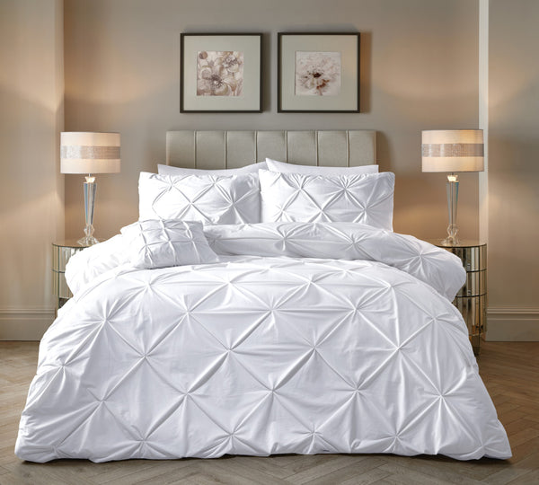 Samettipussilakana Pintuck Valkoinen 240 x 200/220