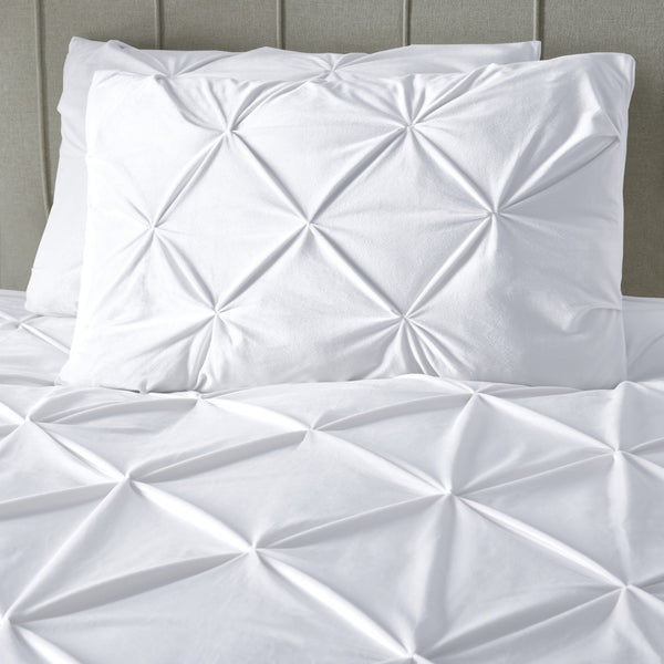 Samettipussilakana Pintuck Valkoinen 240 x 200/220