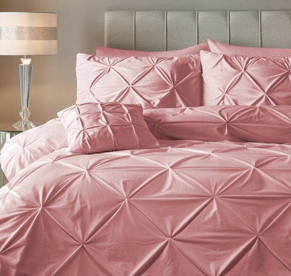 Samettinen Pintuck Roze Pussilakanasetti 200 x 200/220