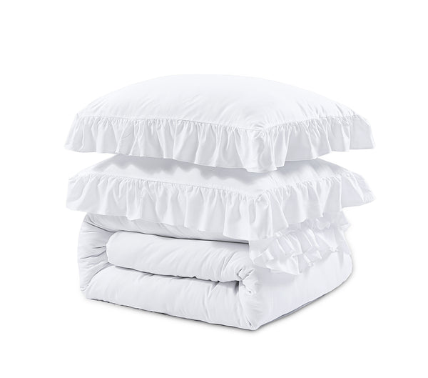 Valkoinen Rypytetty Pussilakanasetti 140 x 200/220