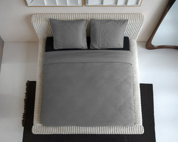 Harmaa Waffle Vuodevaatesetti 260 x 200/260