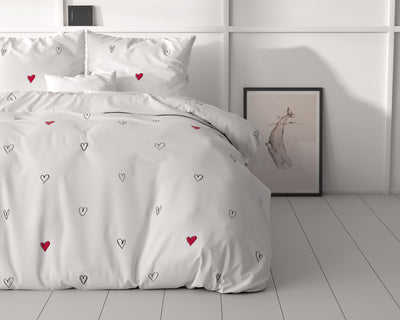 Pussilakanasetti Hearts Everywhere Valkoinen