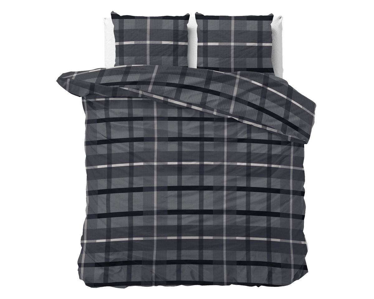 VUODEVAATTEET - Vintage Check Antrasiitti Pussilakanasetti