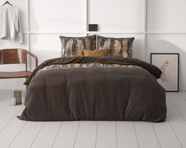 Ruskea Pussilakanasetti Sulkakuvio 240x200/220 cm