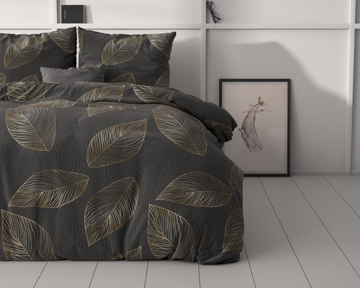 Pussilakanasetti Golden leaf Antrasiitti