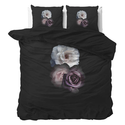 Pussilakanasetti Deep Flowers Musta