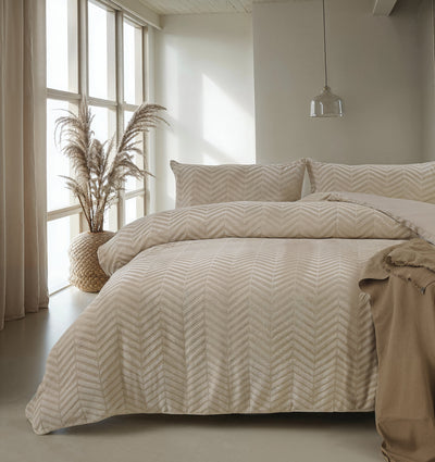 Pussilakanasetti Chevron Teddy Taupe