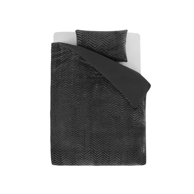 Pussilakanasetti Chevron Teddy Antrasiitti