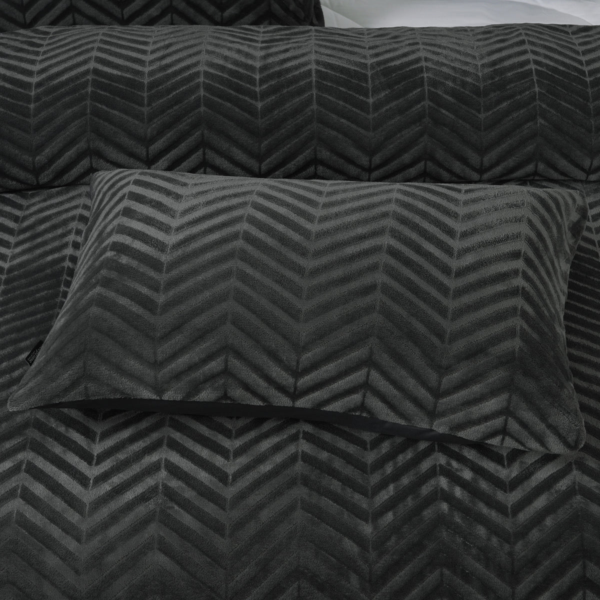 Pussilakanasetti Chevron Teddy Antrasiitti