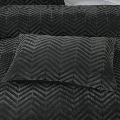 Pussilakanasetti Chevron Teddy Antrasiitti